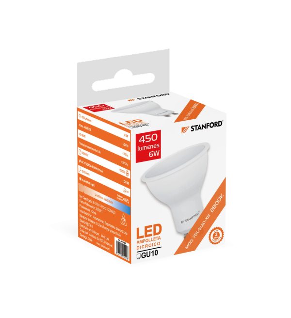 Ampolleta Led Dicroica GU-10 Prismática  (Cálida) 6W