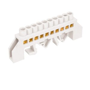 Barra Conexión Bronce Aislado 10 Polos Blanca 
