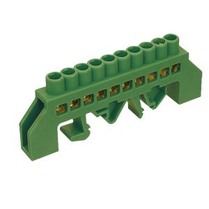 Barra Conexión Bronce Aislado 10 Polos Verde 
