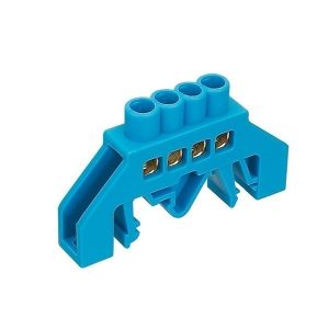 Barra Conexión Bronce Aislado 4 Polos Azul