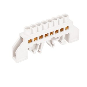 Barra Conexión Bronce Aislado 8 Polos Blanco 