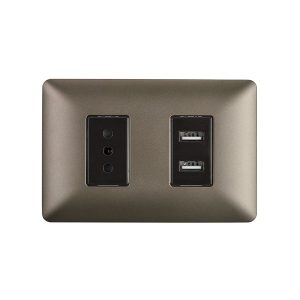 Enchufe Simple 10A 250V + Toma USB Café