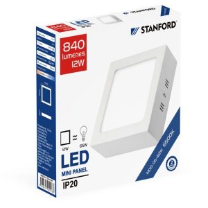 Panel Led Cuadrado Sobrepuesto  6500K 12W