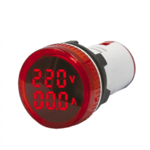 Luz Piloto Led Roja con Voltímetro + Amperímetro 22mm