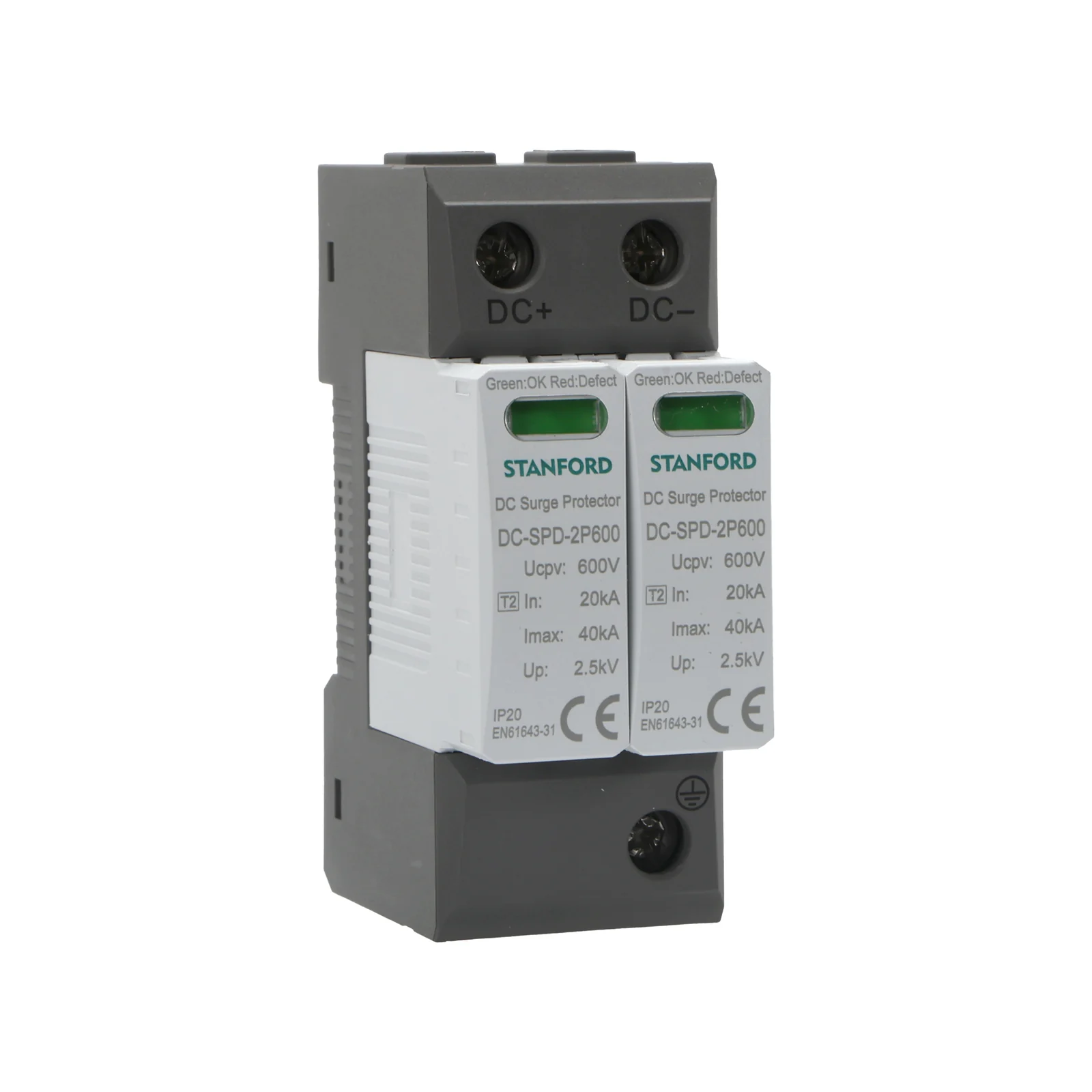 Supresor de Sobretensión 600 VDC 40 kA 2P SPD TIPO2 DC